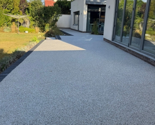 resin driveway project in silver in Nottingham