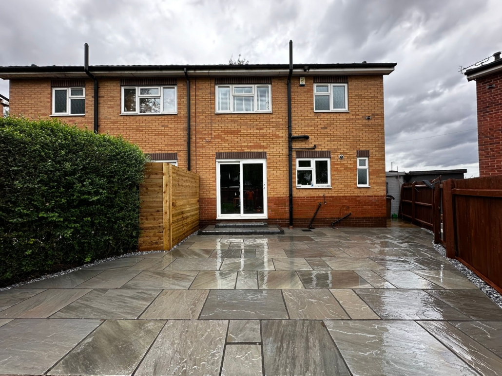 large natural stone patio completed in Alfreton
